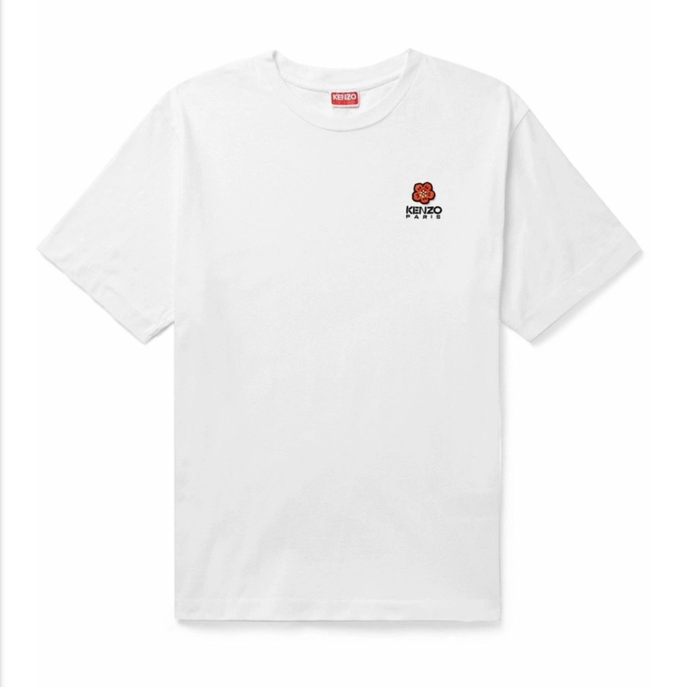 Kenzo White Tee with Red Rose Detail